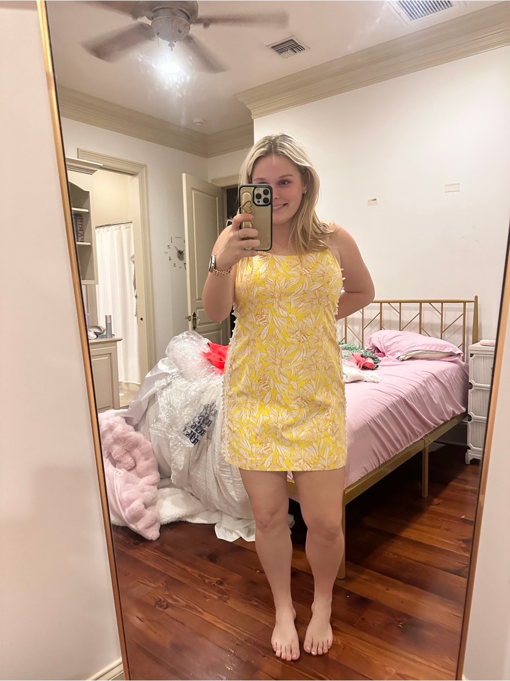 Lilly Pulitzer Yellow & White Mini Shift Dress